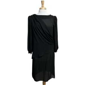 Vintage Stuart Alan Women's M Black Chiffon Art Deco Goth Funeral Dress